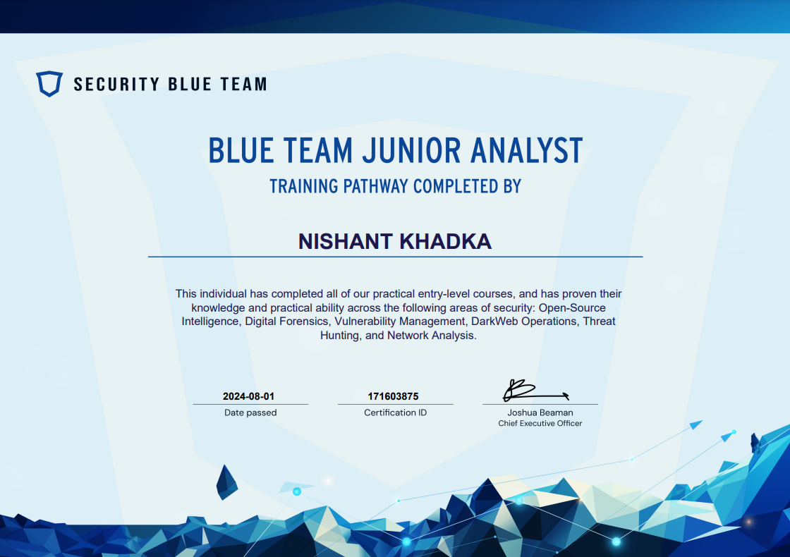 Blue Team Junior Analyst