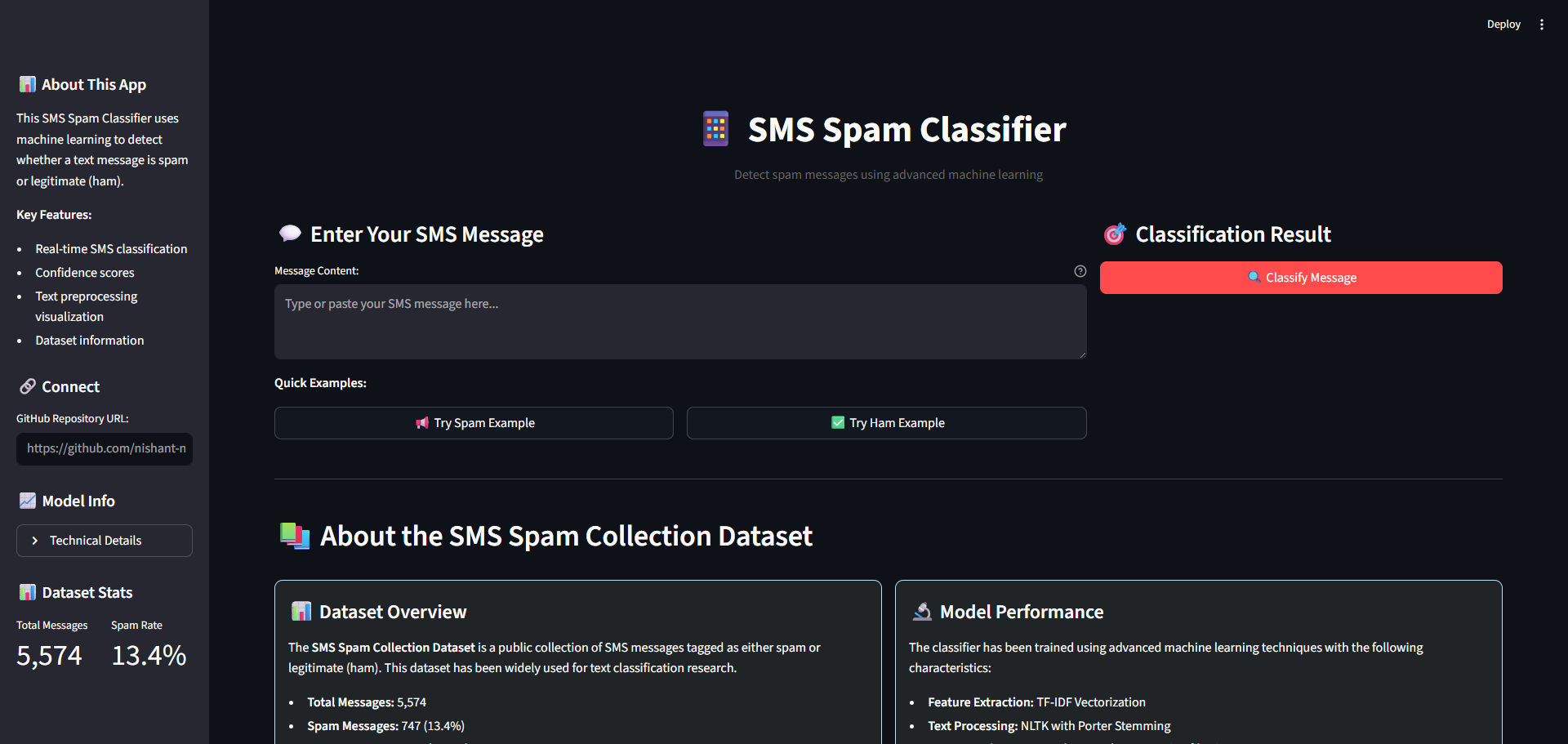 SMS Spam Classifier