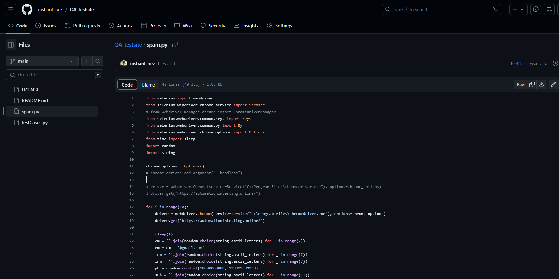 QA Test using Python Script
